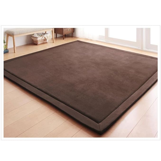 Loartee Coral Velvet Crawling Rug (4'11" X 4'11") for Toddlers - Coffee Area Rug Play Mat, Yoga Mat Exercise Pad, Carpet