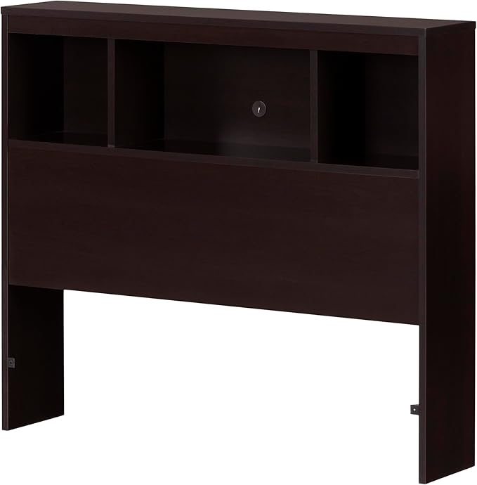 South Shore Spark Bookcase Headboard with Storage, Twin 39-inch, Chocolate