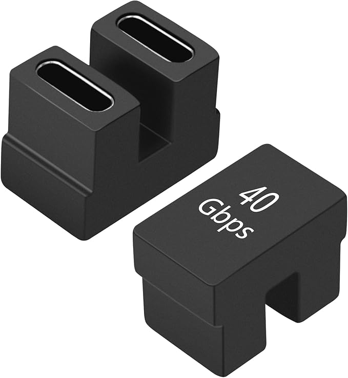 USB C 180 Degree Angled Adapter, U-Shaped USB-C 4.0 Female to Female Adapters, Type C 40Gbps Angled Data Transfer Connector Compatible for Samsung, MacBook and More