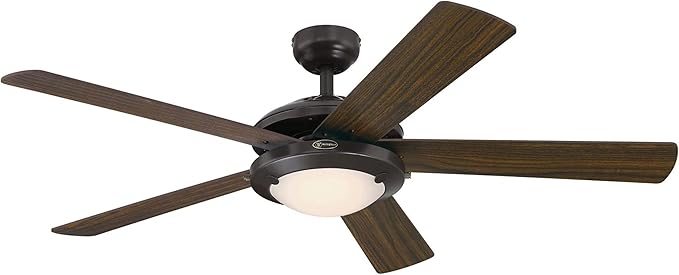 Westinghouse 7307200 Comet, Transitional Dimmable LED Ceiling Fan with Light, 52 Inch, Espresso Finish, Frosted Glass