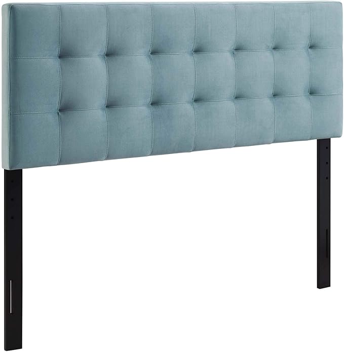 Modway Lily Queen Biscuit Tufted Performance Velvet Headboard, Light Blue