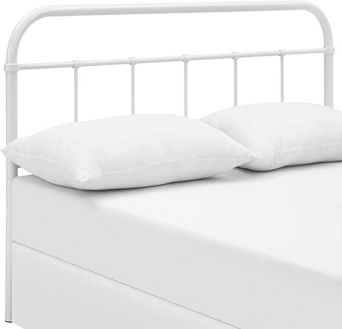 Modway Serena Rustic Farmhouse Style Steel Metal King Headboard Size in White,