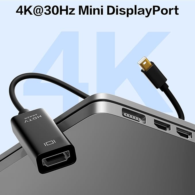4K Mini DisplayPort to HDMI Adapter 2 Pack, 4K@30Hz Mini DP to HDMI Adapter, Gold-Plated Thunderbolt to HDMI Converter Compatible with MacBook Air/Pro, Microsoft Surface Pro/Dock, Monitor, Projector