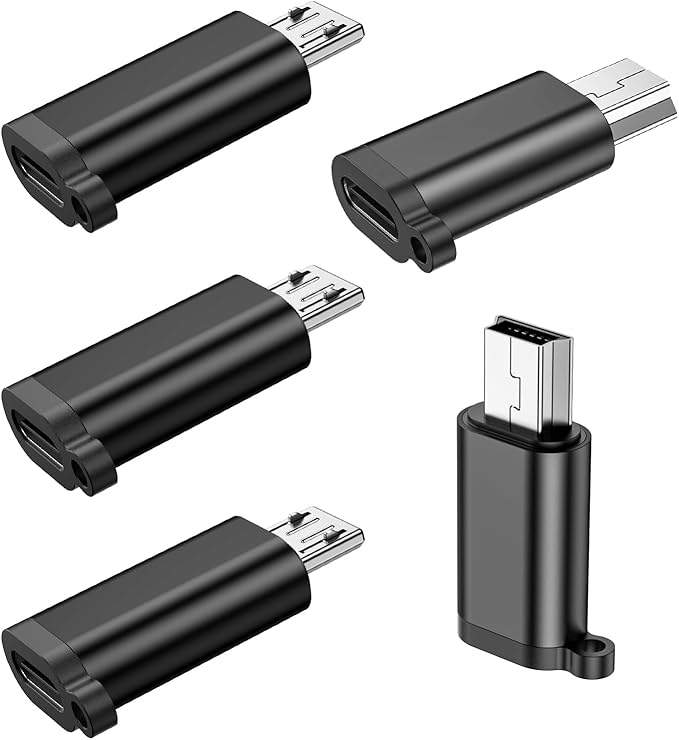 2Pack USB Mini Adapters and 3 Pack USB Micro Adapters, Connector Support Charge & Data Sync for GPS Receiver/Digital Camera/Dash Cam/MP3 Player, Galaxy S6 S7 S7 Edge, Kindle Ps4 and Micro Devices