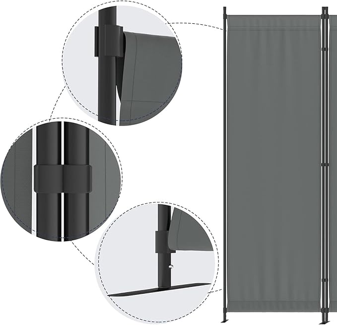 Morngardo Room Divider, Folding Privacy Screens, 4 Panel Room Partitions, 88" Foldable Wall Dividers, Portable Separating for Home Office Bedroom Dorm Decor (Grey)