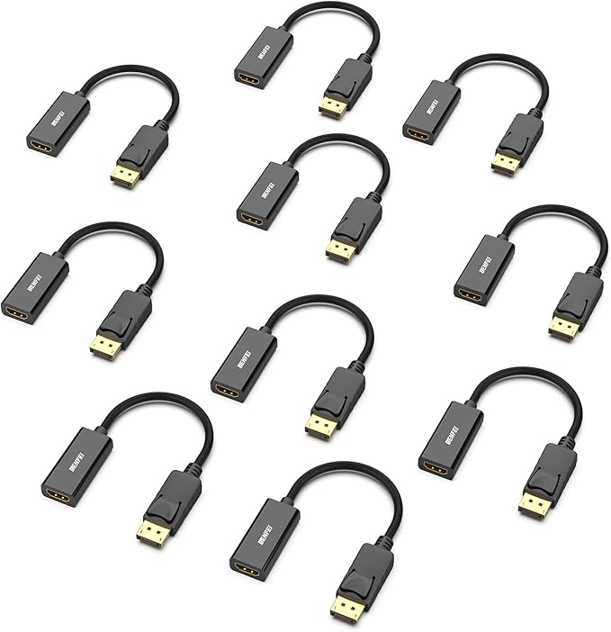 BENFEI DisplayPort to HDMI Adapter, 10 Pack Gold Plated DisplayPort/DP from Computer/Laptop to HDMI from Monitor/TV/Projector Converter (Not Bi-Directional, Not Compact with USB Port)