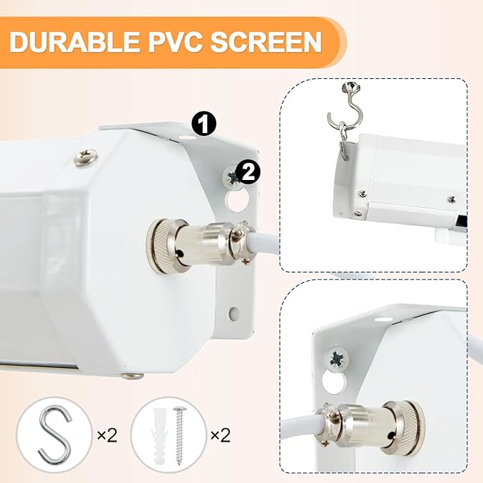 YODOLLA 72" Projector Screen Motorized 16:9, 4K HD Pull Down Retractable Projection Screens Electric Automatic Wall Ceiling Movie Screen for Office Classroom Indoor