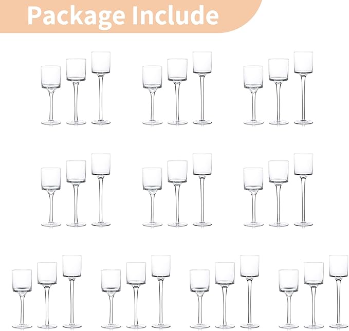 NUPTIO Tealight Candle Holders Bulk: Set of 30 Long Stemmed Candle Stands for Table Centerpiece Decor - Monet Candleholders for Floating Candles