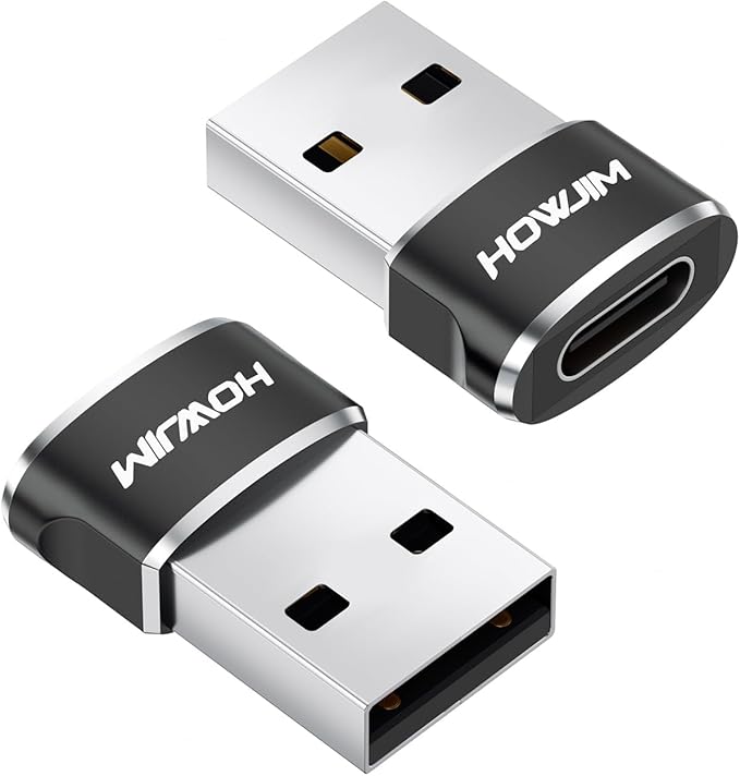 USB to USB C Adapter 2 Pack,USB 2.0 Fast Charging 480Mbps Data Transfer,Type-C Female to USB 2.0 Male OTG Adapter,USB C Charger Connector for M-acBook Pad Phone 15 16 17 X-peria G-alaxy P-ixel Black