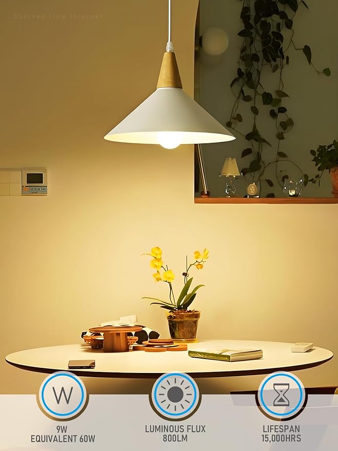 TORCHSTAR A19 LED Light Bulbs 60W Equivalent, UL Listed, 3000K Warm White, Dimmable, 9W, 800lm, Flicker Free, E26 Standard Base LED Bulb for Ceiling Fan, Lamp, 15,000hrs, Pack of 6