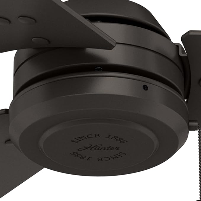 Hunter 52 inch Outdoor or Indoor Ceiling Fan No Light - Bronze Ceiling Fan without Light, For Patio, Porch, Garage, or Living Room, Standard Mount, 3 Blades, Pull Chain - Cassius 59261, New Bronze