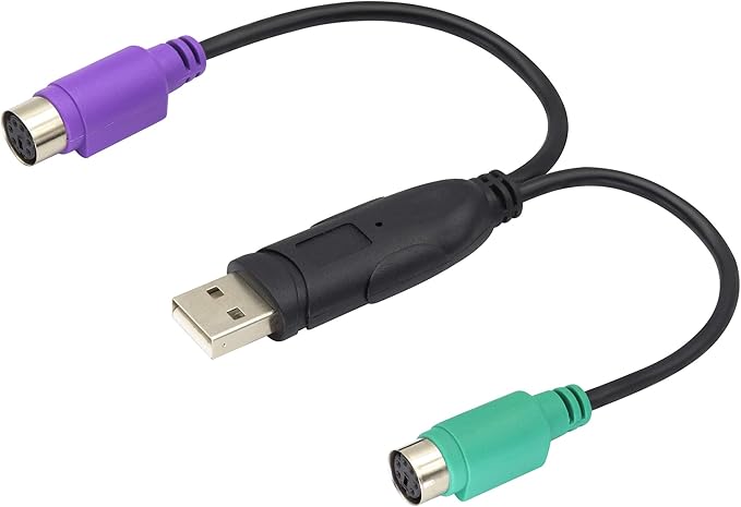 zdyCGTime USB to PS2 Adapter, Keyboard Mouse Converter, MD6 Female Splitter, 19CM, Black, Supports Win98/ME/2000/XP/7/8/8.1