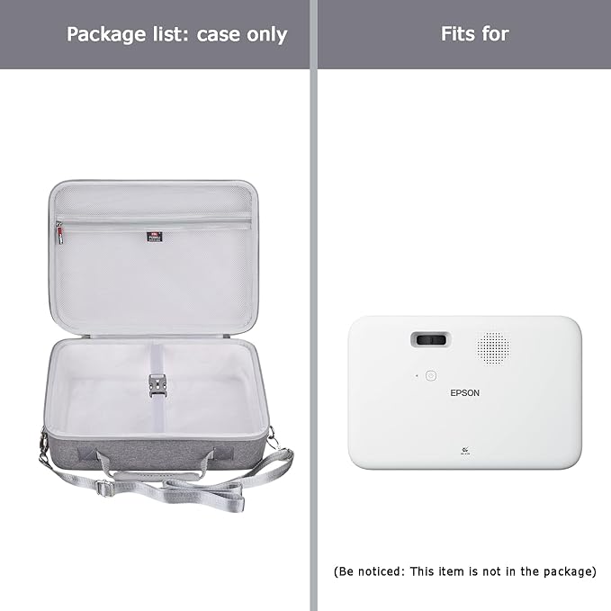 FBLFOBELI Hard Carrying Projector Case Compatible with Epson EpiqVision Flex CO-W01 Portable Projector, Fits Most Major Mini Projectors, 12.8x9.6x4.7 Inches, Case Only
