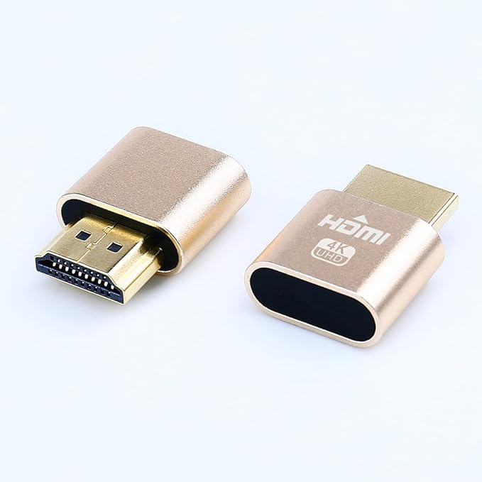 DTECH 4K HDMI Dummy Plug Display Emulator Headless Ghost Adapter Compatible with Windows Mac OSX Linux Support 4kx2k 2160P 1080p for Computer Desktop (fit-Headless, 1 Pack)