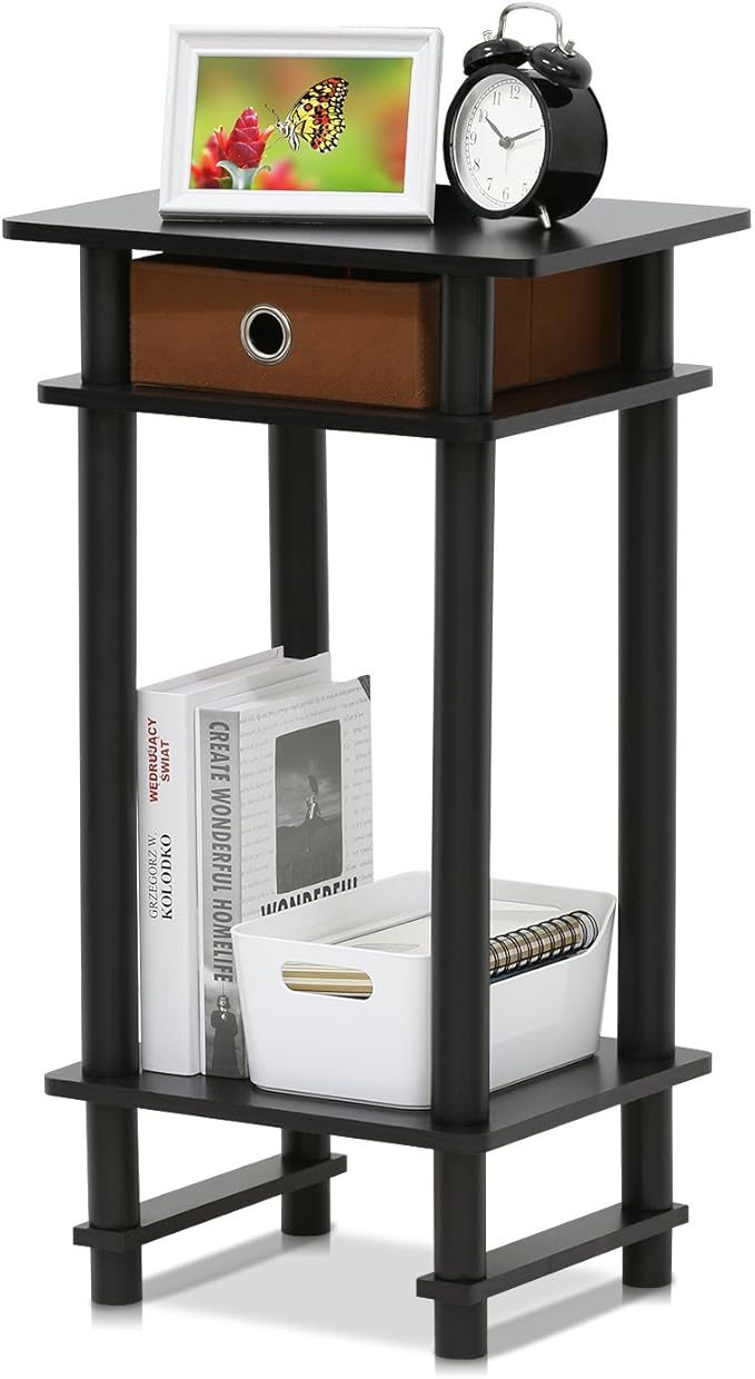 Furinno 17017 Turn-N-Tube End Table, 1-Pack, Espresso