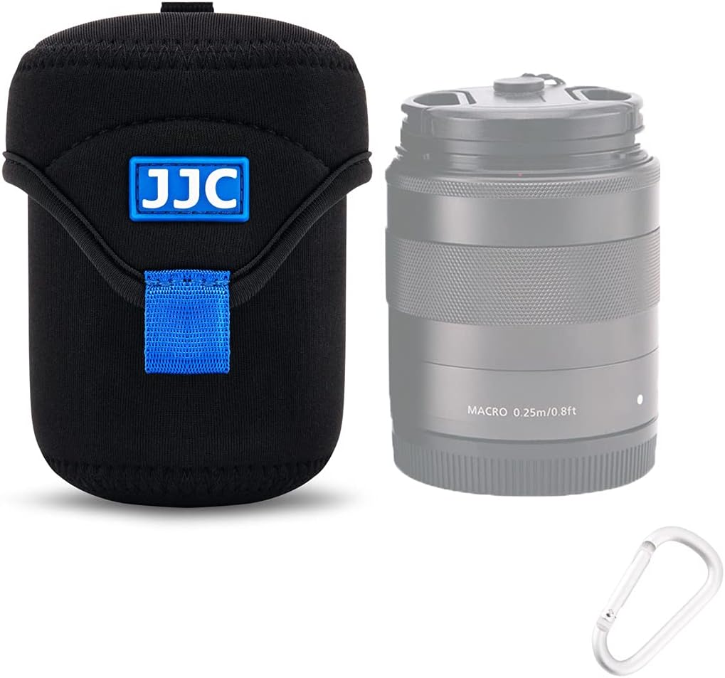2.6 3.1(D 50mm f/1.8, 55mm f/1.8, 56mm f/1.4 JJC Water Resistant Neoprene Camera Lens Pouch Case, Fold-Over Lens Bag