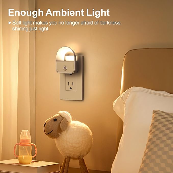 Night Light Plug into Wall, Nightlights with Smart Dusk toDawn Sensor, LED Night Light Suitable for Bedroom, Bathroom, Hallway, Kitchen, Stairs, Kids, 3pcs Warm White & 3pcs White Light