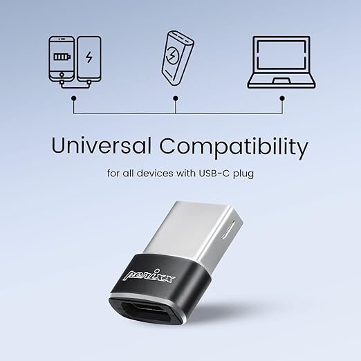 Perixx PERIPRO-408 USB C Female to USB A Male Adapter - Data Transfer & Charging Adapter for iPhone 12 13 Mini Pro, Galaxy Note, iPad & Pixels Smartphone