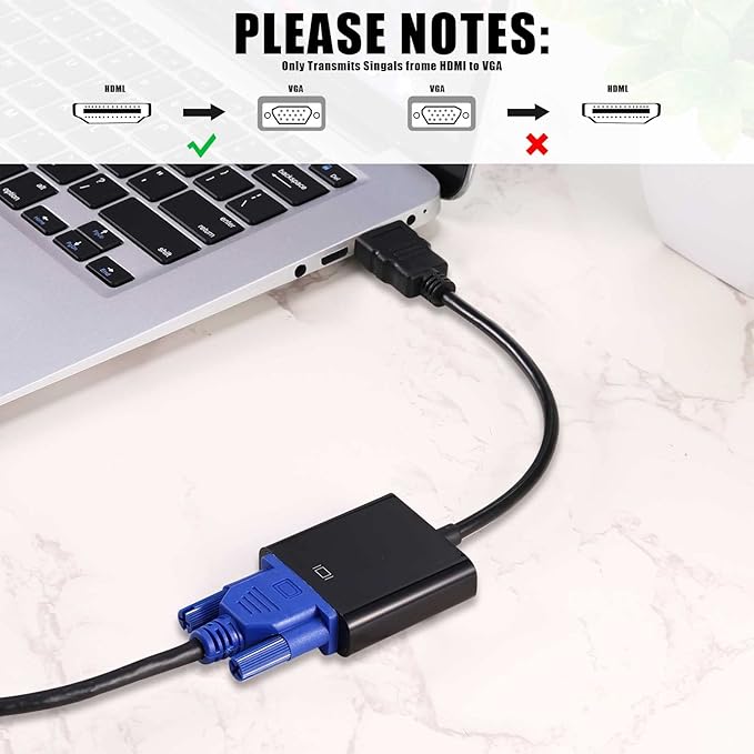 Yunsailing 20 Pack HDMI to VGA Adapter Converter Bulk Gold Plated Black HDMI to VGA Cable Compatible with Raspberry Pi Computer Desktop Laptop Monitor HDTV Projector
