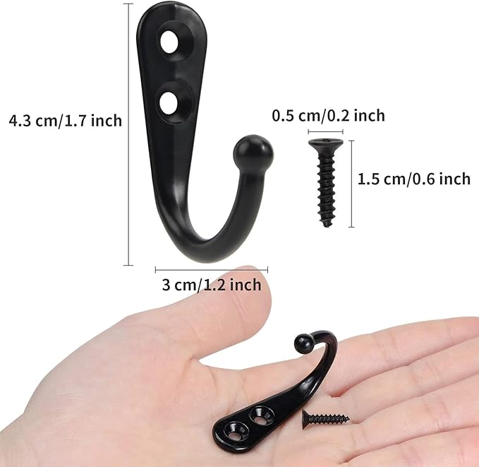 60 Pack Wall Hooks for Hanging, Heavy Duty Small Coat Hooks Wall Mounted for Living Room, Bathroom, Kitchen, Bedroom for Key, Cup, Bag, Hat, Scarf, and More (Black)