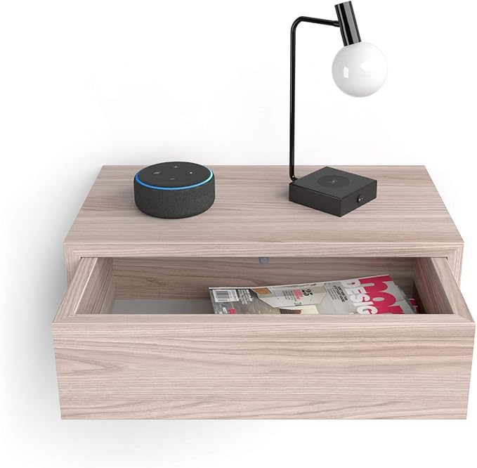 Mobili Fiver, Riccardo Floating nightstand, Pearled Elm, Made in Italy