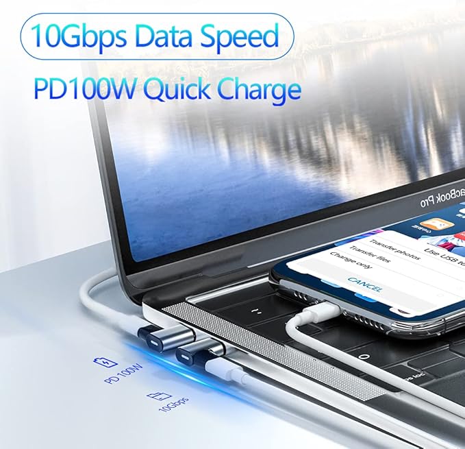 Magnetic USB C Adapter, 24Pins Type C Connector, PD 100W Fast Charging 10Gbs Data Transfer