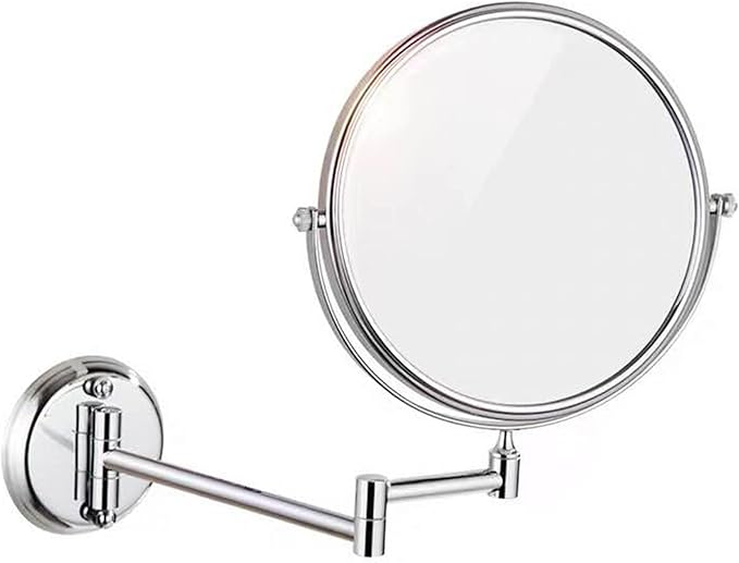 Wall Mounted Makeup Mirror, 3X Wall Mounted Magnifying Mirror Adjustable Height Double-Sided Mirrors for Bathroom Vanity,8 Inch Extendable Bathroom Mirror for Shaving 8 inches
