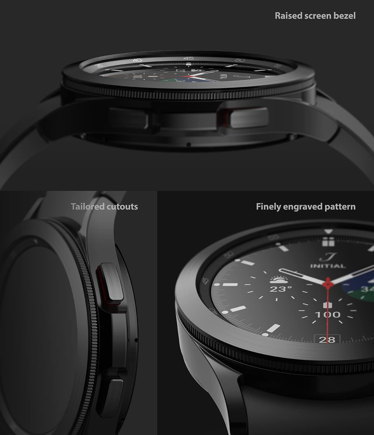 Ringke Bezel Styling Adhesive Frame Ring Cover for Samsung Galaxy Watch 4 Classic 42mm - Black [42-05]
