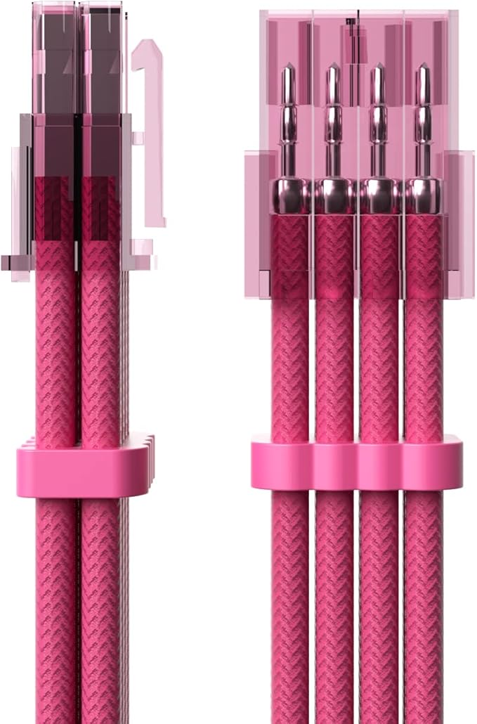 SIRLYR PSU Cable Combs,Pearlescent Paint Computer Wire Organizer,Extension Cables Comb for PC Cable Management 20 Pieces Set = 24 pin x 4, 8 pin x 16 for 3 mm/0.11In up to 3.5 mm/0.13In Pink