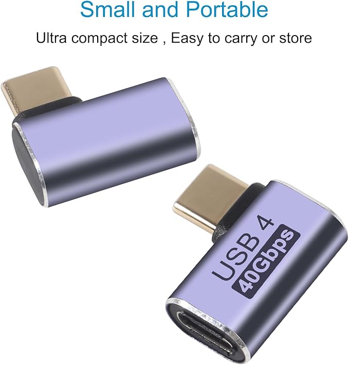 4pcs 90 Degree Right Angle USB C Male to Female Adapter/Connector, USB Type C Adapter Extender Support 100W, 40Gbps, 8K@60Hz for Steam Deck, MacBook,Thunderbolt ect(Side Bend)