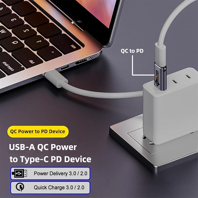 NFHK 2pcs/lot USB 2.0 A Male QC to PD USB-C Type C Female 5Gbps Data Power Adapter for Laptop Tablet Phone