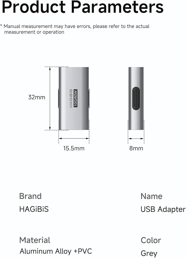 Hagibis USB 3.2 Adapter 2 Pack, USB A Female to Female Connector OTG Adapter 10Gbps 60W Cable Extender for Laptops Charger PC Car Mouse Keyboard (AA30)