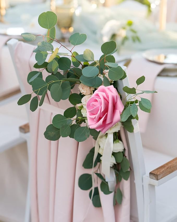 JOYLEX Artificial Flowers Realistic Roses, 25pcs Real Looking Fake Roses with Stem for DIY Wedding Bouquets Centerpieces Bridal Shower Party Home Romantic Decorations (Dark Pink)