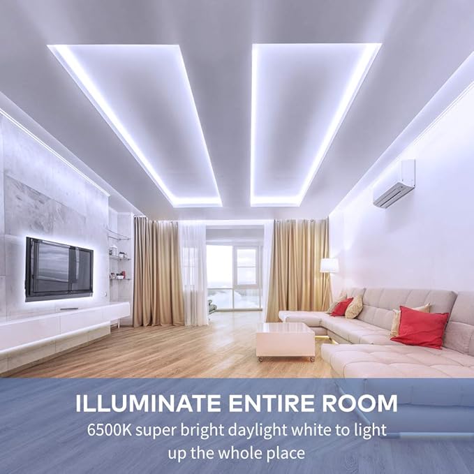 Govee White LED Strip Lights, Upgraded 16.4ft Dimmable LED Light Strip 6500K Bright Daylight White, Strong Adhesive, 300 LEDs Flexible Tape Lights for Mirror, Kitchen Cabinet, Bedroom, Christmas Decor