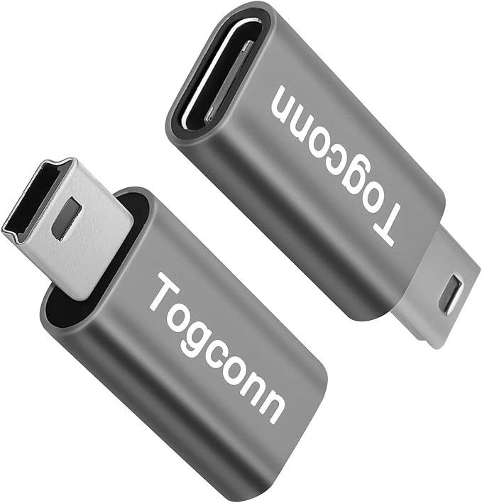USB C to Mini USB Adapter 2 Pack, USB Type-C (Female) to Mini USB (Male) Converter Connector, Support Charging & Data Sync Compatible with GoPro Hero 3+, MP3 Players, Dash Cam, Digital Camera and more