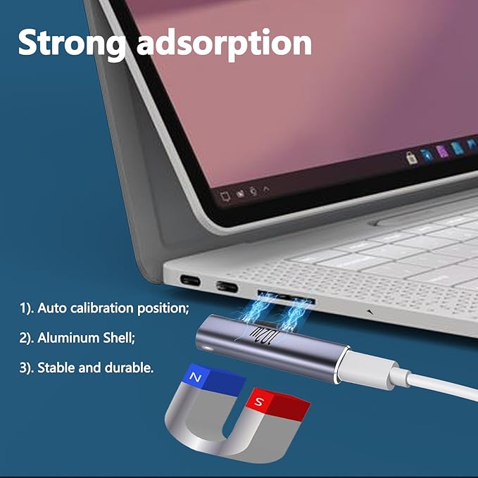 102W Magnetic Charger for Surface - USB C Female to Magnetic Male Charging Adapter, Type-C PD Power Charger Accessory for Microsoft Pro, Surface-Book, Surface-Go, Surface-Laptop, Surface-Duo 2