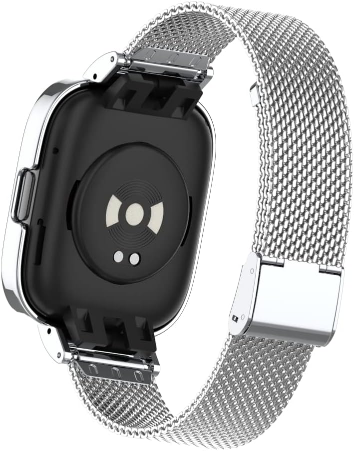 HOPMC Stainless Protective Metal Frame and Steel Mesh Buckle Replacement Band for Redmi Watch 3 Strap
