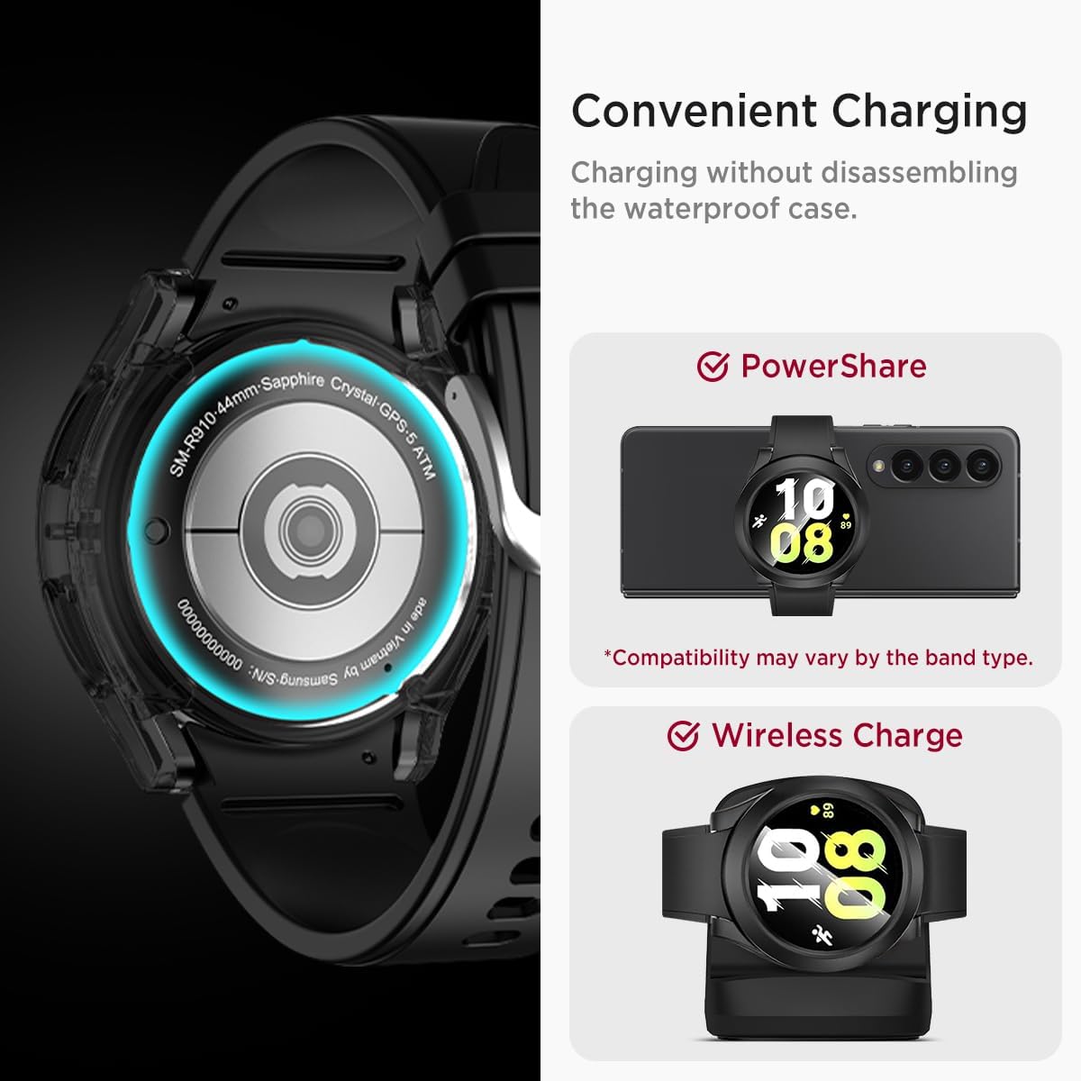 Miimall Waterproof Case for Samsung Galaxy Watch 6 40mm, Hard PC Bumper with Tempered Glass Screen Protector, Frosted