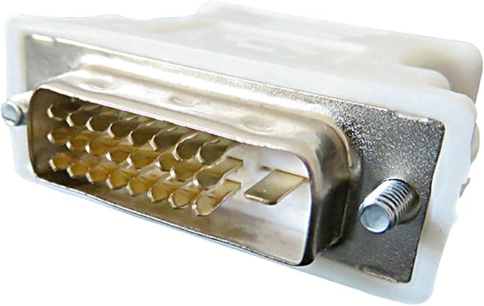 DVI to VGA Adapter DVI-I 24+1 Male to VGA 15 Female Adapter Supports 1080P Full HD for Computer, PC Host, Laptop, Graphics Card to HDTV, LG HP Dell Monitor and Projector(2 Pack)-White
