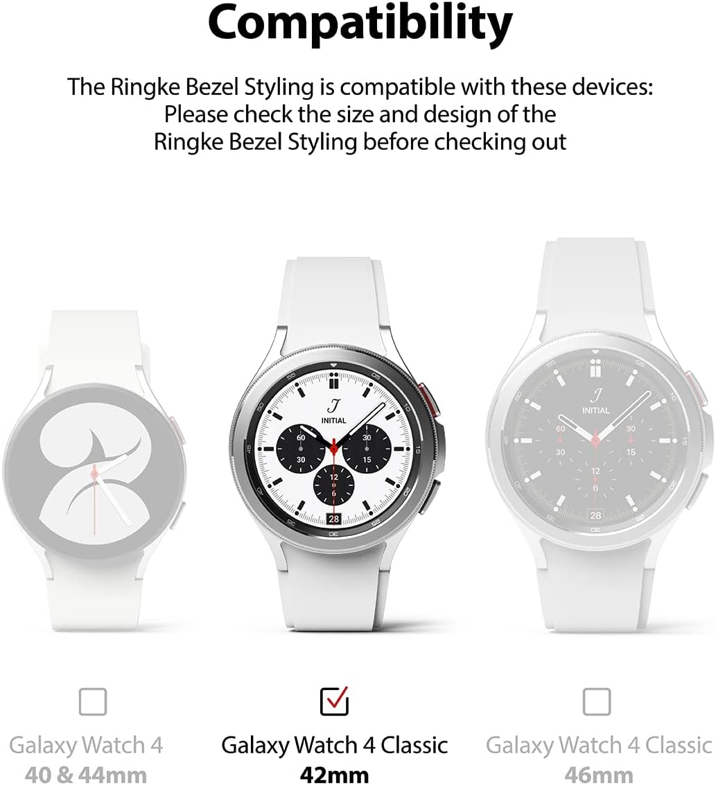 Ringke Bezel Styling Adhesive Frame Ring Cover for Samsung Galaxy Watch 4 Classic 42mm - Black [42-05]