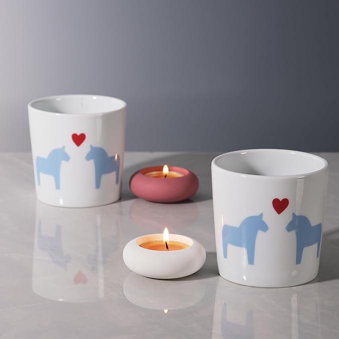 Handmade Decorative Pebble Tealight Candle Holders Set of 8 - Handcrafted Home Decor Accent for Calming Earthy Aesthetic White Cement Diameter 2.6 inches