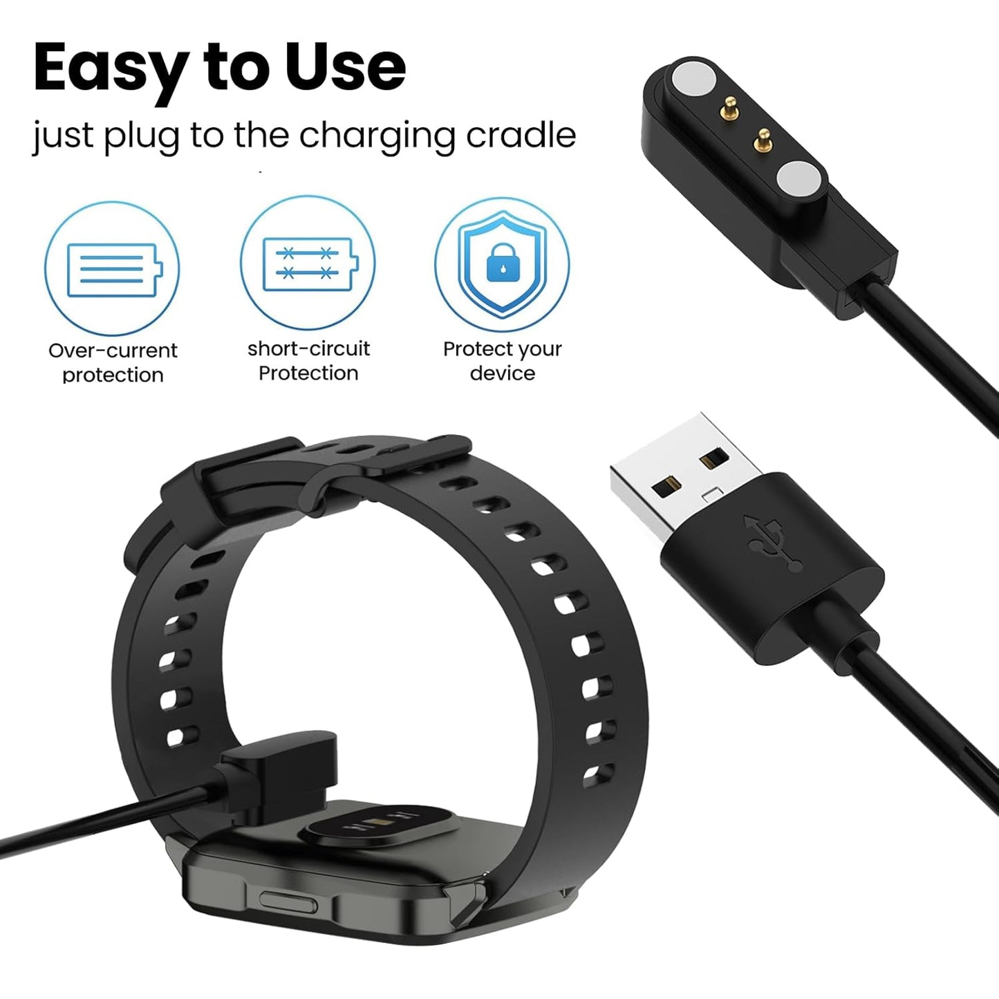 Replacement Charger Cable for OYV TGW001,TGW008/TOUCHELEX TGW008 Smart Watch, 1.6ft USB Magnetic Cord