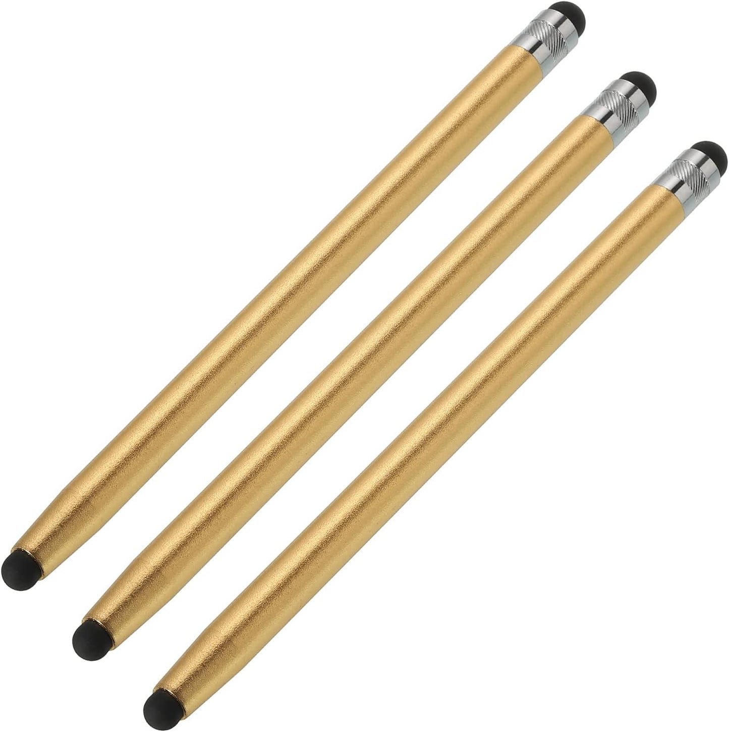 MECCANIXITY 3pcs Stylus Pens for Touch Screens, Dual Rubber Tips Capacitive Universal Tablet Pen, Champagne Gold