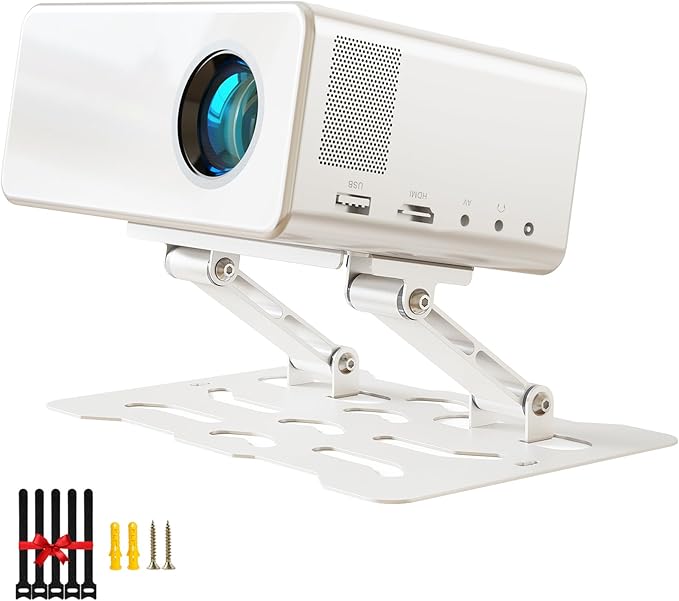 Adjustable Projector Stand & Mount - 3-in-1 Ceiling/Wall/Table Mount with 180° Dual-Axis Rotation, Universal 1/4" Screw, Multi-Hole Design, Anti-Slip Pads for Secure Projector Holder