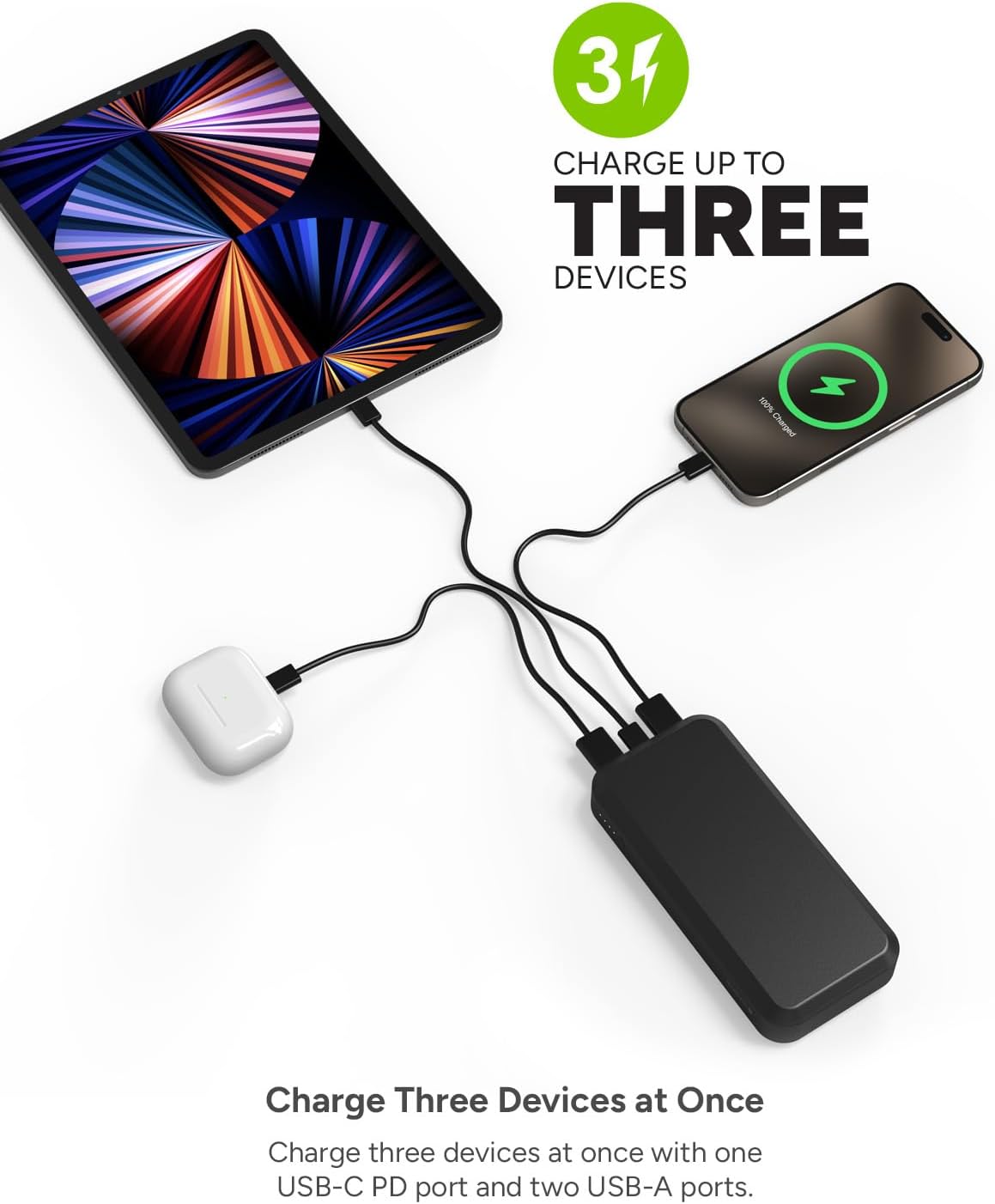 mophie powerstation prime20 - Ultra-Compact Portable Power Bank with 20,000mAh Internal Battery, 18W USB-C PD Fast
