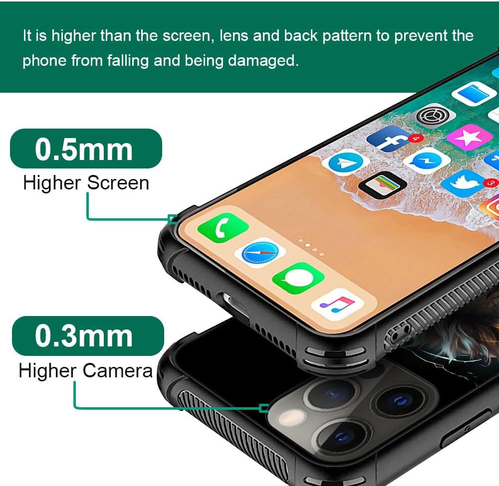 DJSOK Case for iPhone 11, Black and Gold Lion Shockproof Rugged Cover Case for iPhone 11
