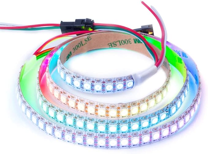 BTF-LIGHTING WS2812B RGB ECO LED Strip, Chasing Effects 5050SMD Individually Addressable 3.3FT 144(2X72) Pixels/m Flexible Dream Color IP30 for Bedroom DIY Projects DC5V(No Adapter or Controller)