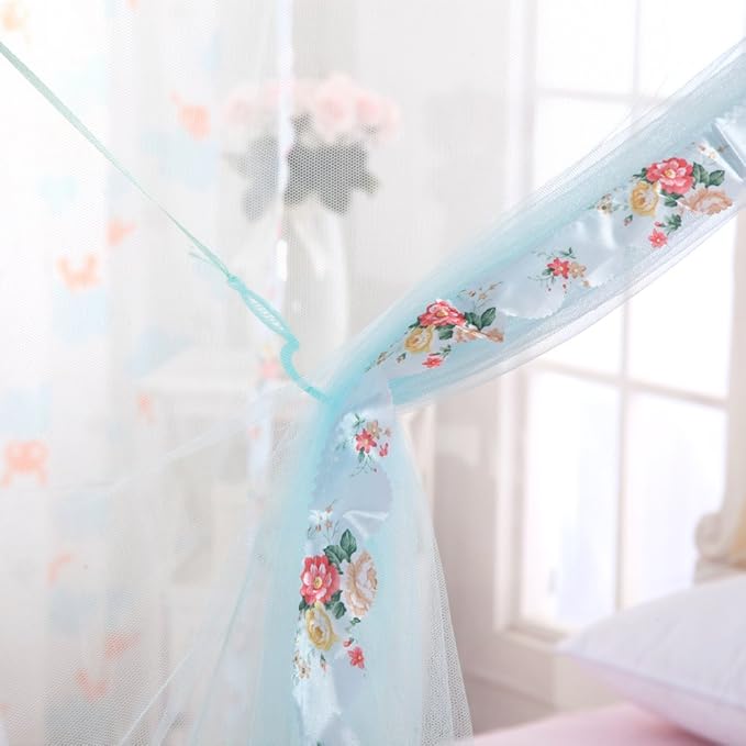 Canopy Bed Curtains Twin - 4 Corner Canopy for Beds, Bed Canopy for Girls Adult, Bedroom Decor (Twin Size, Light Blue)