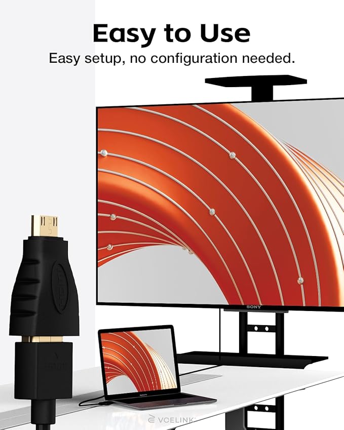 VCE Mini HDMI to HDMI Adapter, 4K HDMI Female to Mini HDMI Male Adapter, Gold Plated Connector Compatible with Raspberry Pi, Camera, Camcorder, DSLR, Tablet, Video Card