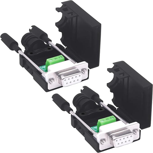 DB9 Solderless Connector Breakout Board RS232 D-SUB 9 Pin Serial to RXD TXD GND 235 Adapter Terminal Block with Case 2 Packs (Female)